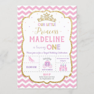 Convite Princesa Convidações de primeiro aniversario Rosa 