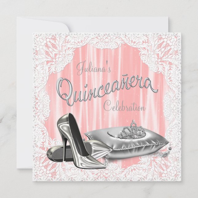 Convite Princesa Coral e Gray Quinceanera (Frente)