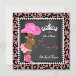 Convite Princesa Cowgirl Chá de fraldas Rosa Castanho Étni