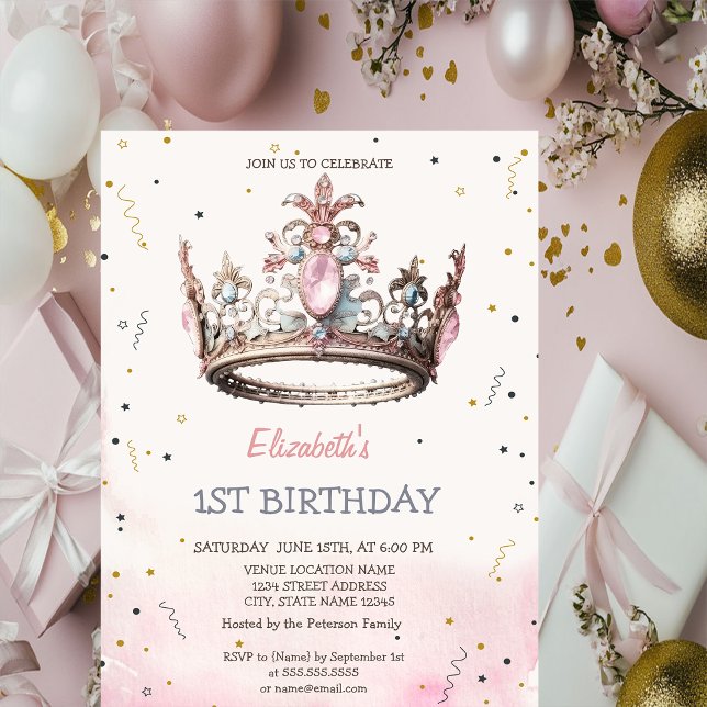 Convite Princesa Crown Fairytale Birthday (Criador carregado)