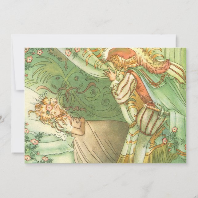 Convite Princesa da Bela Adormecida, Conto de Fadas Antigo (Frente)