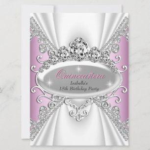 Convite Princesa de Aniversário de Quinceañera Rosa Diaman