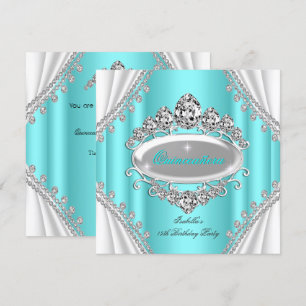 Convite Princesa de Aniversário de Quinceanera Turquesa Di