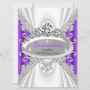 Convite Princesa de Aniversário de Quinze Anos Roxo Diaman