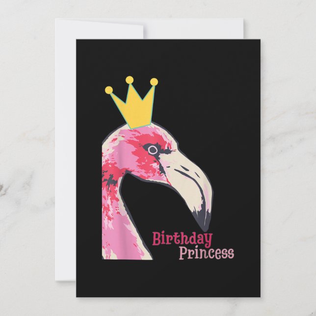 Convite Princesa de Aniversário Menina Flamingo | Flamingo (Frente)