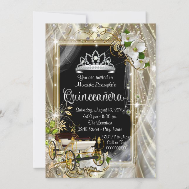 Convite Princesa de Conto de Fadas Quinceañera (Frente)