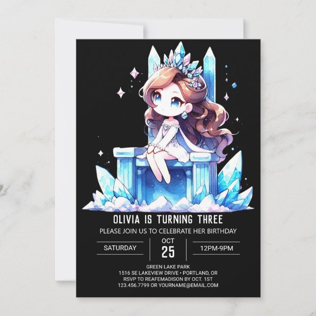 Convite Princesa de Diversão Pastel Birthday (Frente)