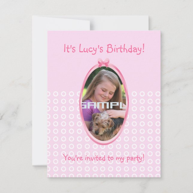 Convite Princesa de Fairytala no Partido de Birthaday Rosa (Frente)
