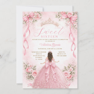 Convite Princesa de Laço Rosa Vestido de Baile Sweet Sixte
