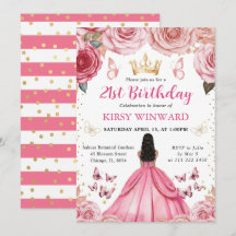 Princesa de Pele Morena de Vestido Rosa Aniversári