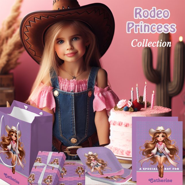 Convite Princesa de Rodeio Cowgirl Ocidental 1 Personaliza (Rodeo Princess collection cowgirl birthday party supplies and gift ideas)