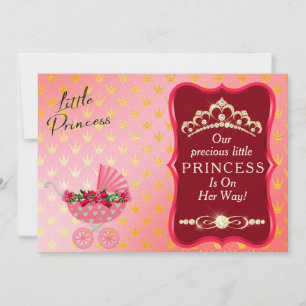 Convite Princesa Diamond Dourado Tiara Red Chá de fraldas