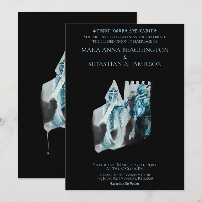 Convite *~* Princesa do Castelo Medieval Bodas de Cavaleir (Frente/Verso)