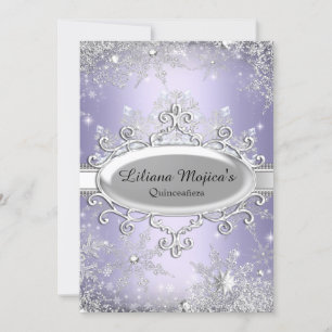 Convite Princesa do Floco de Neve de Cristal Roxo Quincean
