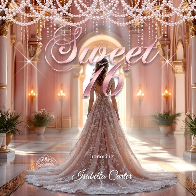 Convite Princesa Doce 16 Festa de aniversário Rosa Esbranq (Criador carregado)