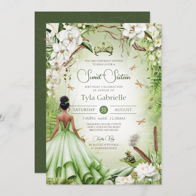 Convite Princesa Doce 16 Príncipe Sapo Birthday (Frente/Verso)