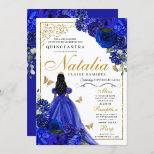 Convite Princesa Dourada Real e Borboletas Quinceañera