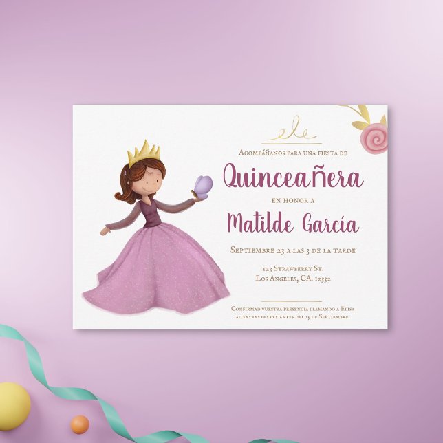 Convite Princesa Dourada rosa Quinceañera (Criador carregado)