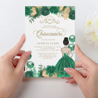 Princesa Dourada Verde Floral XV Quinceañera Birth