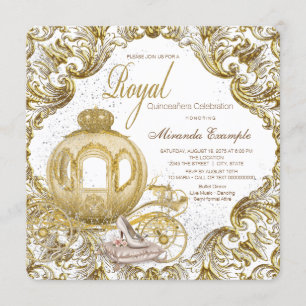 Convite Princesa Dourado Quinceañera