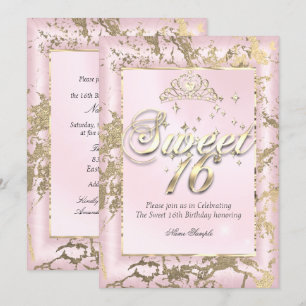 Convite Princesa Doze Anos sepia Dourado Rubor Rosa Festa