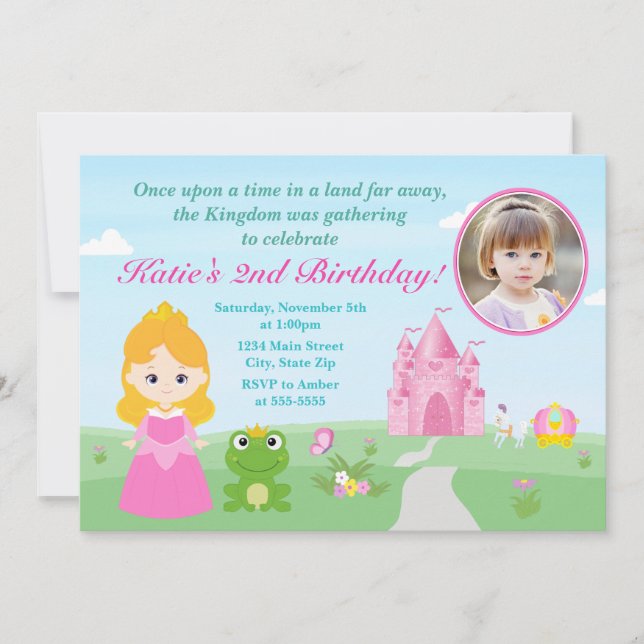 Convite Princesa E A Loira De Aniversário Do Sapo (Frente)