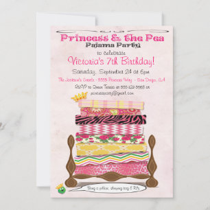 Convite Princesa e Festa de aniversário Pea Pajama
