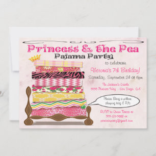 Convite Princesa e Festa de aniversário Pea Pajama