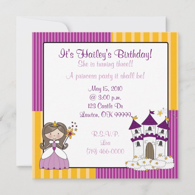 Convite princesa é o aniversário de Hailey! , É… (Frente)