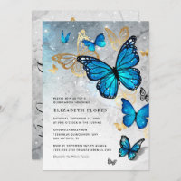 Princesa Elegante, Dourada Borboleta Azul Quincean