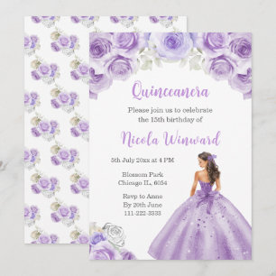 Convite Princesa em Dusty Purple Dress Quinceanera