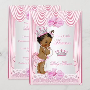 Convite Princesa Étnica Baby Shower Menina Seda Rosa