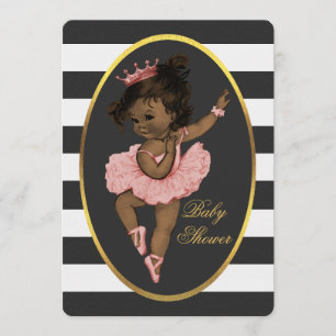 Convite Princesa Étnica Ballerina Baby Black Strips