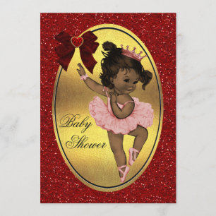 Convite Princesa Étnica Ballerina Faux Gold Foil Glitter