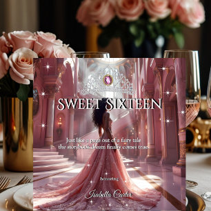 Convite Princesa Étnica Doce 16 Rosa Festa de aniversário