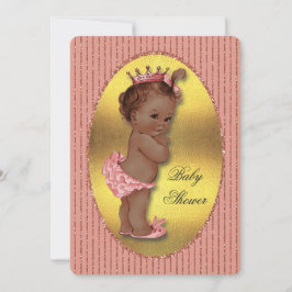 Convite Princesa Étnica Faux Gold Foil Glitter Striter