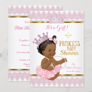 Convite Princesa Étnica Menina Baby Shower Rosa Dourado Tu