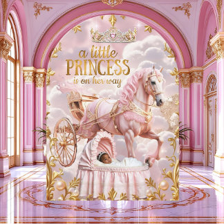 Convite Princesa Étnica Rosa Carruagem de Chás de Bebê