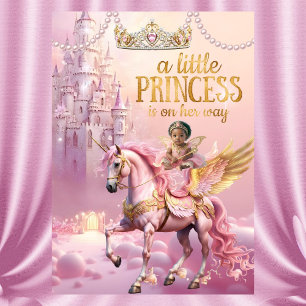 Convite Princesa Étnica Rosa Chuveiro de Bebê unicórnio ca