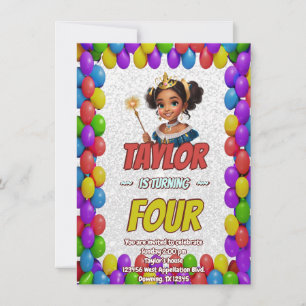 Convite Princesa Fairytale Royal Bonito Birthday Invite