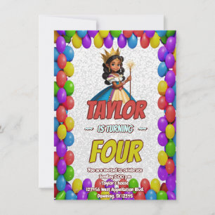 Convite Princesa Fairytale Royal Bonito Birthday Invite