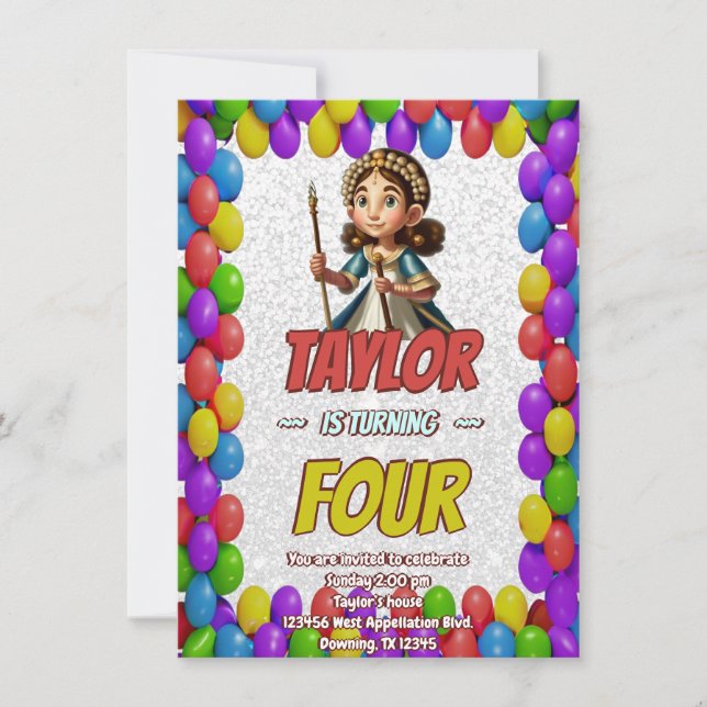 Convite Princesa Fairytale Royal Bonito Birthday Invite (Frente)
