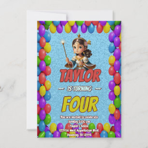 Convite Princesa Fairytale Royal Bonito Birthday Invite