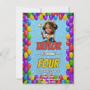 Convite Princesa Fairytale Royal Bonito Birthday Invite