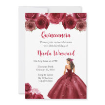 Princesa Floral em Red Dress Quinceanera