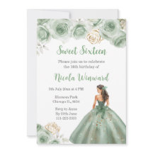 Princesa Floral em Sage Green Dress Doce Dezesseis