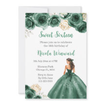 Princesa Floral no Vestido Verde Escuro Doce Dezes