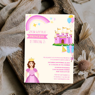 Convite princesa fofa, vibrante e única quinceñera