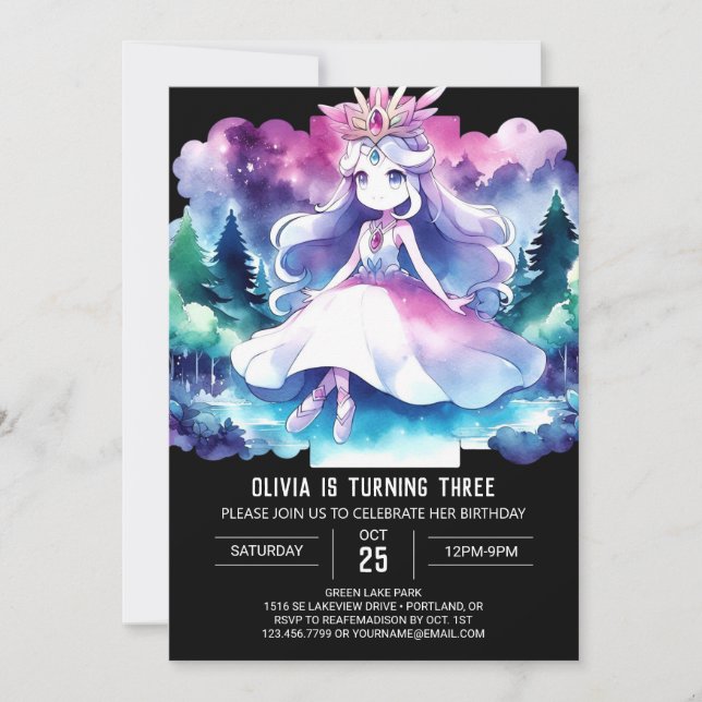 Convite Princesa Imprimível - Aniversário (Frente)