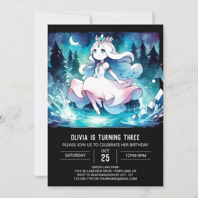 Convite Princesa Imprimível Divertida Aniversário (Frente)